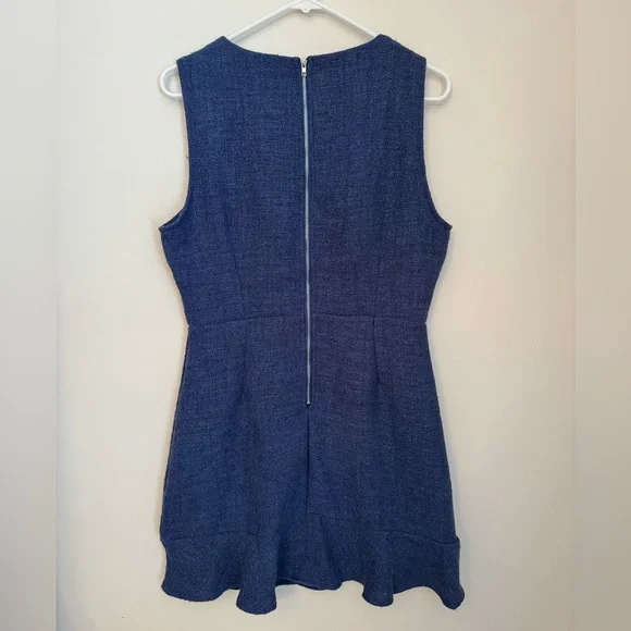 She + Sky Navy Textured Sleeveless Ruffle Hem Dress Size Large NWT - Picture 4 of 7